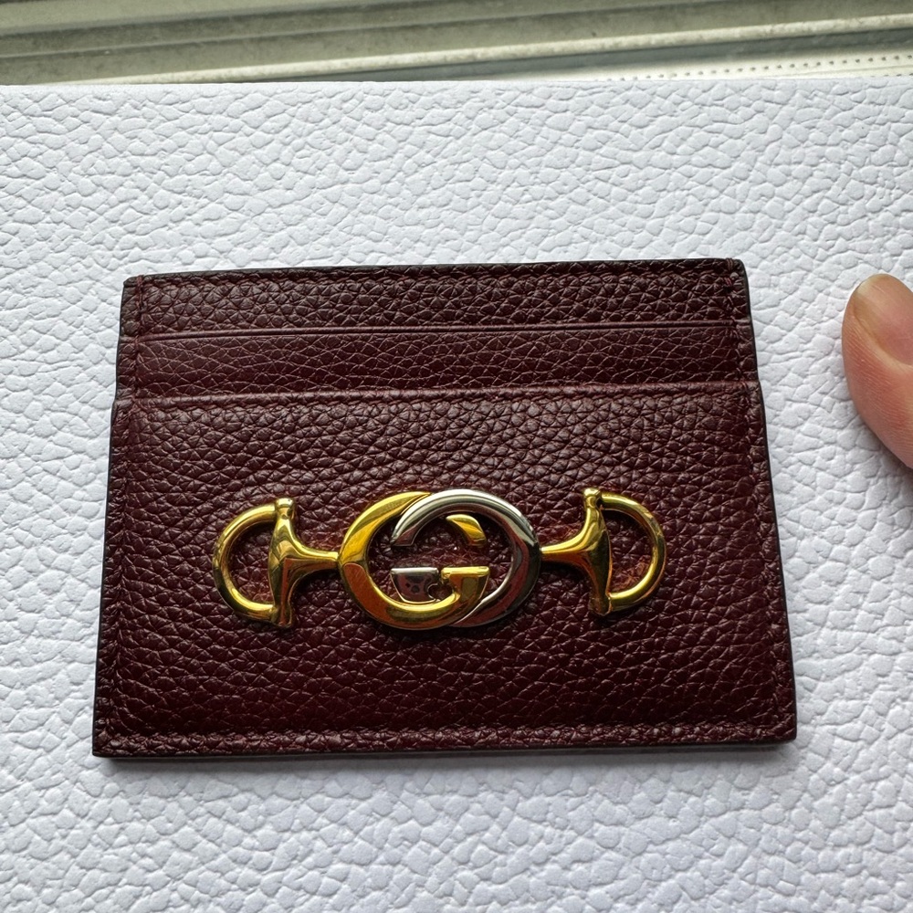 Gucci Brown and Gold Key Card Holder with Iconic GG Hardware